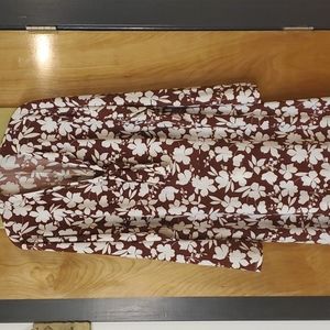 Eloquii , burgundy ,floral print, low tie neckline,  long sleeve dress, size 26